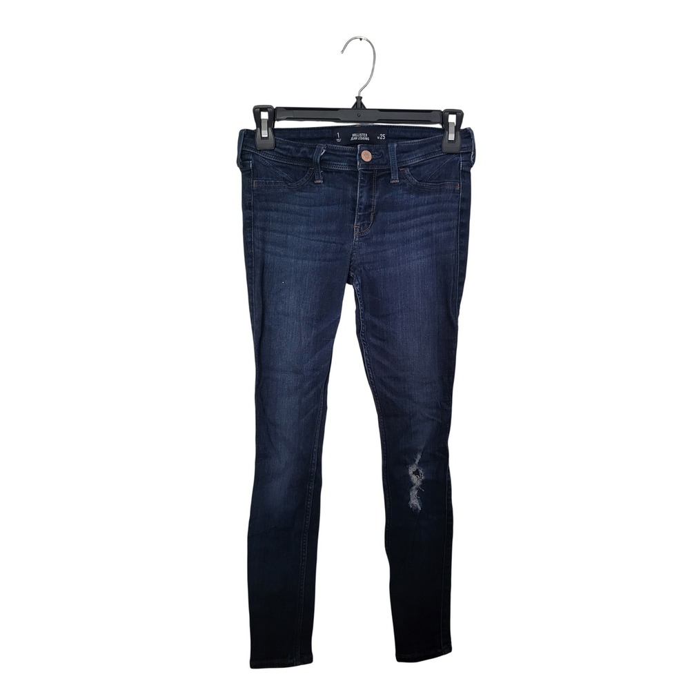 Hollister Jean Legging Women 1 W25 Dark Wash Blue Distressed Skinny Low Rise